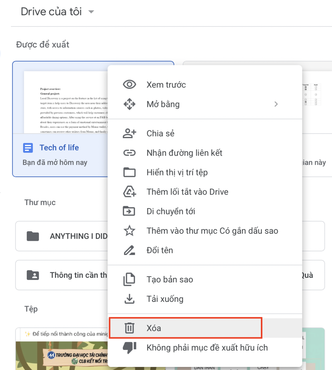 Cách xoá File trong Google Drive 1