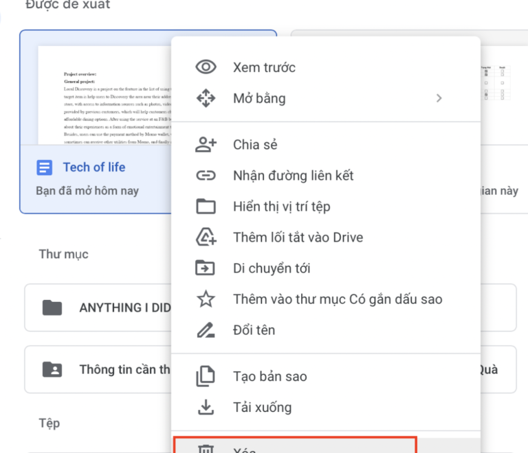 Cách xoá File trong Google Drive 1