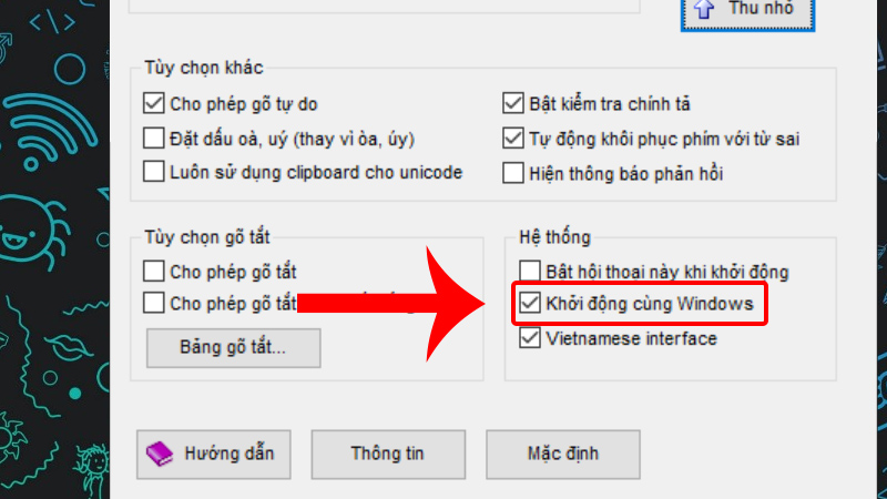 Unikey không khởi động cùng Windows 10